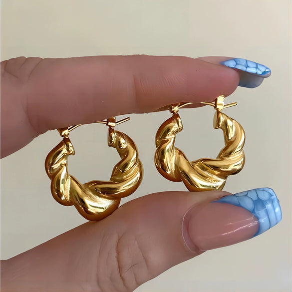 Wholesale Stainless Steel And Titanium Steel Cshaped Geometric Pattern Electroplating Earrings