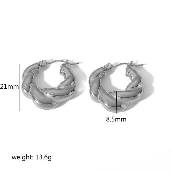 Wholesale Stainless Steel And Titanium Steel Cshaped Geometric Pattern Electroplating Earrings