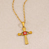 Wholesale Stainless Steel And Titanium Steel Devil's Eye Cross Geometric Pendant Necklace For Women With Electroplating