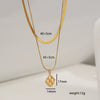 Wholesale Stainless Steel And Titanium Steel Double Layer Stacked Clavicle Chain Snake Bone Chain With Geometric Pattern 18K Gold Plated Electroplating For Women