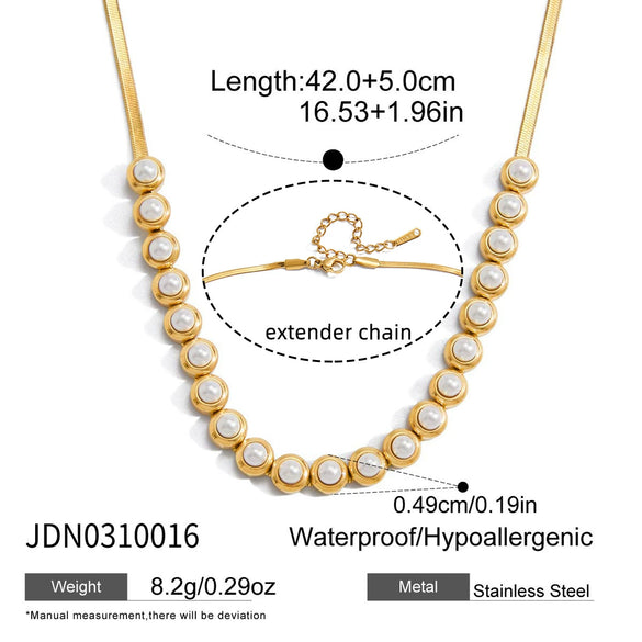 Wholesale Stainless Steel And Titanium Steel Electroplated Geometric Pearl Jewelry Set For Women Necklaces And Bracelets