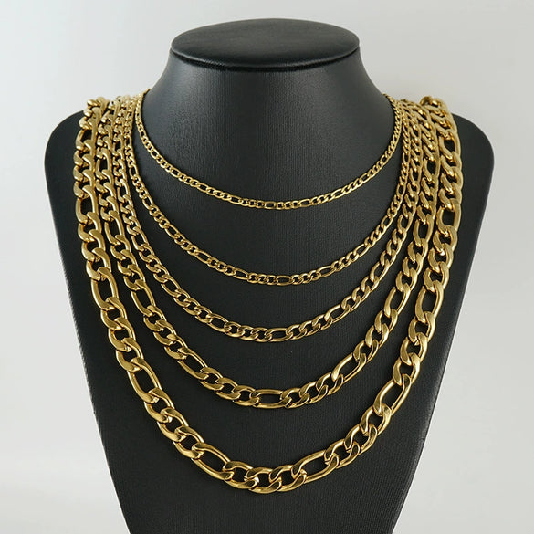 Wholesale 316L Stainless Steel And 316L Stainless Steel Figaro Nk Chain Necklace With Geometric Style For Men