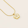 Wholesale Stainless Steel And Titanium Steel Five Leaf Clover And Letter Pendant Necklace With Electroplating Fashion Style