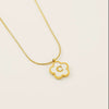 Wholesale Stainless Steel And Titanium Steel Five Leaf Clover And Letter Pendant Necklace With Electroplating Fashion Style