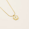 Wholesale Stainless Steel And Titanium Steel Five Leaf Clover And Letter Pendant Necklace With Electroplating Fashion Style