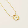 Wholesale Stainless Steel And Titanium Steel Five Leaf Clover And Letter Pendant Necklace With Electroplating Fashion Style