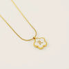 Wholesale Stainless Steel And Titanium Steel Five Leaf Clover And Letter Pendant Necklace With Electroplating Fashion Style