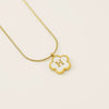 Wholesale Stainless Steel And Titanium Steel Five Leaf Clover And Letter Pendant Necklace With Electroplating Fashion Style