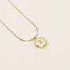 Wholesale Stainless Steel And Titanium Steel Five Leaf Clover And Letter Pendant Necklace With Electroplating Fashion Style