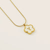 Wholesale Stainless Steel And Titanium Steel Five Leaf Clover And Letter Pendant Necklace With Electroplating Fashion Style