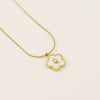 Wholesale Stainless Steel And Titanium Steel Five Leaf Clover And Letter Pendant Necklace With Electroplating Fashion Style