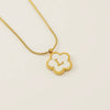 Wholesale Stainless Steel And Titanium Steel Five Leaf Clover And Letter Pendant Necklace With Electroplating Fashion Style