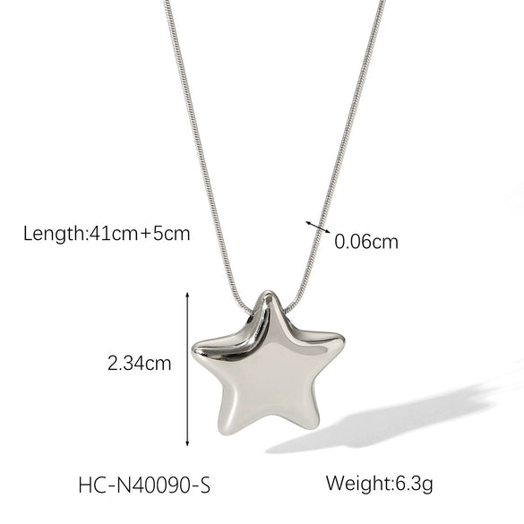 Wholesale Stainless Steel And Titanium Steel Fivepointed Star Pendant Necklace With O Word Chain And Electroplating