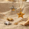 Wholesale Stainless Steel And Titanium Steel Fivepointed Star Pendant Necklace With O Word Chain And Electroplating