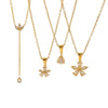 Wholesale Stainless Steel And Titanium Steel Flower Pendant Necklace With Electroplating And Diamondembedded Design