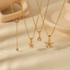 Wholesale Stainless Steel And Titanium Steel Flower Pendant Necklace With Electroplating And Diamondembedded Design