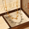 Wholesale Stainless Steel And Titanium Steel Geometric Ball Chain Tassel Zircon Women's Necklace