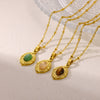 Wholesale Stainless Steel And Titanium Steel Geometric Clavicle Chain Necklace With Turquoise And Tiger Eye Stone Gold Plated In Palace Style