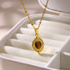 Wholesale Stainless Steel And Titanium Steel Geometric Clavicle Chain Necklace With Turquoise And Tiger Eye Stone Gold Plated In Palace Style