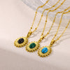 Wholesale Stainless Steel And Titanium Steel Geometric Clavicle Chain Necklace With Turquoise And Tiger Eye Stone Gold Plated In Palace Style