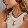 Wholesale Stainless Steel And Titanium Steel Geometric Cross Retro Court Style Women's Necklace With Electroplating