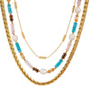 Wholesale Stainless Steel And Titanium Steel Geometric Design Electroplated Natural Stone Bead String Necklace For Women