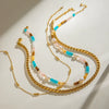 Wholesale Stainless Steel And Titanium Steel Geometric Design Electroplated Natural Stone Bead String Necklace For Women