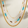Wholesale Stainless Steel And Titanium Steel Geometric Design Electroplated Natural Stone Bead String Necklace For Women