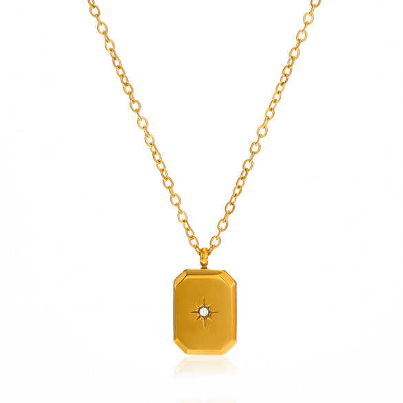 Wholesale Stainless Steel And Titanium Steel Geometric Eightpointed Star Necklace For Women With Electroplating Treatment And Cross Chain