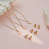 Wholesale Stainless Steel And Titanium Steel Geometric Heart Drop Bell Pattern Electroplated Jewelry Set For Girls Including Necklace And Earrings