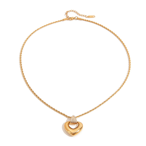 Wholesale Stainless Steel And Titanium Steel Geometric Heart Hollow Pendant Regular Chain Necklace With Electroplating For Women