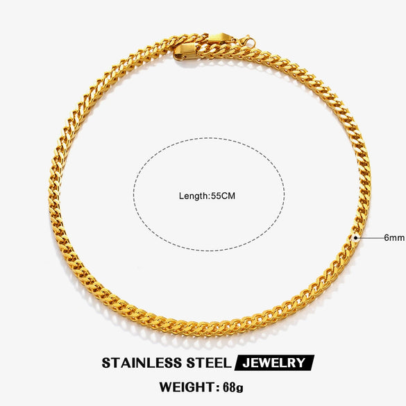 Wholesale Stainless Steel And Titanium Steel Geometric Keel Chain Necklace With Electroplating Treatment