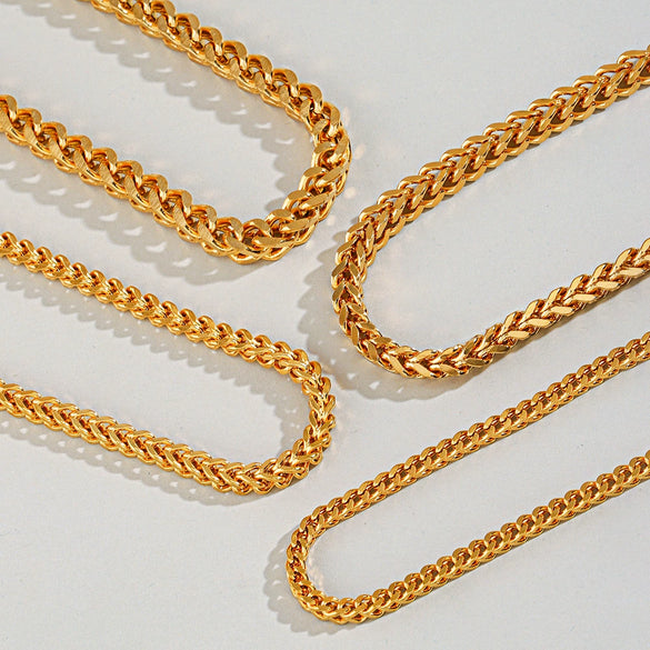 Wholesale Stainless Steel And Titanium Steel Geometric Keel Chain Necklace With Electroplating Treatment