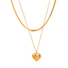 Wholesale Stainless Steel And Titanium Steel Geometric Love Pendant Double Layer Necklace For Women With Electroplating