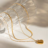 Wholesale Stainless Steel And Titanium Steel Geometric Love Pendant Double Layer Necklace For Women With Electroplating
