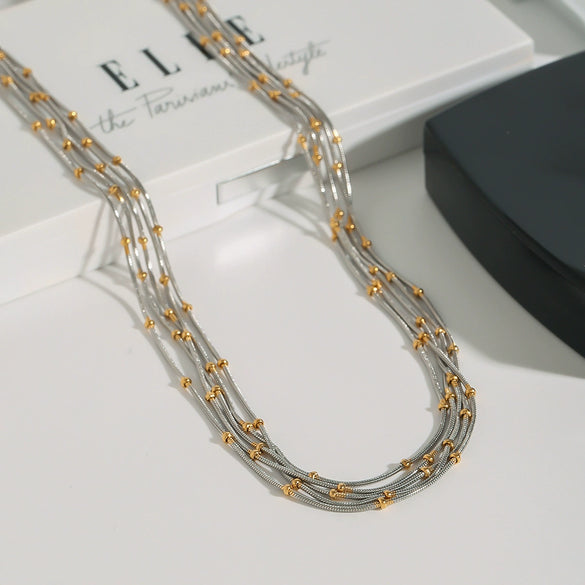 Wholesale Stainless Steel And Titanium Steel Geometric Multi Layer Necklace For Women