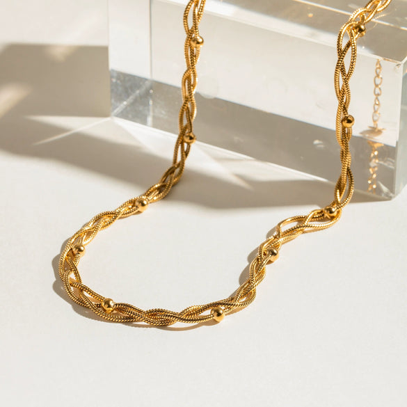 Wholesale Stainless Steel And Titanium Steel Geometric Multilayer Stacked Clavicle Necklace For Women With Electroplating