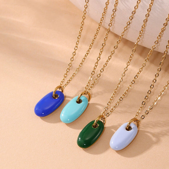 Wholesale 316L Stainless Steel And 316L Stainless Steel Geometric Oval Pendant Necklace With Electroplating For Women Light Luxury Style