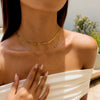 Wholesale Stainless Steel And Titanium Steel Geometric Oval Pendant Necklace With White Diamond Electroplated For Women