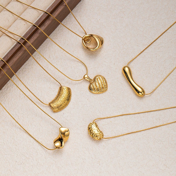 Wholesale Stainless Steel And Titanium Steel Geometric Pendant Necklace With Snake Bone Chain For Women And Men Electroplated Design