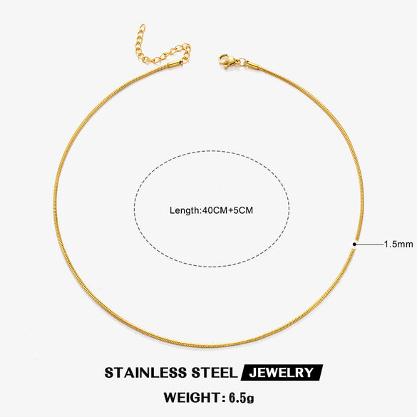 Wholesale Stainless Steel And Titanium Steel Geometric Round Bone Chain Necklace With Electroplating For Women