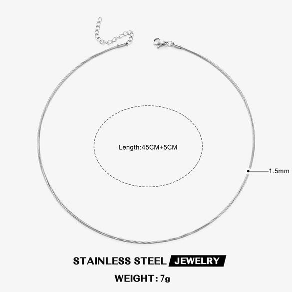 Wholesale Stainless Steel And Titanium Steel Geometric Round Bone Chain Necklace With Electroplating For Women