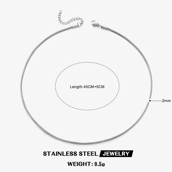 Wholesale Stainless Steel And Titanium Steel Geometric Round Bone Chain Necklace With Electroplating For Women