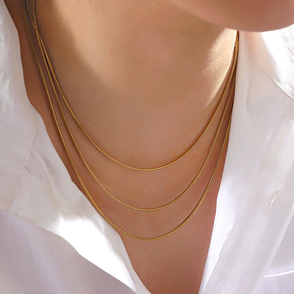 Wholesale Stainless Steel And Titanium Steel Geometric Round Bone Chain Necklace With Electroplating For Women