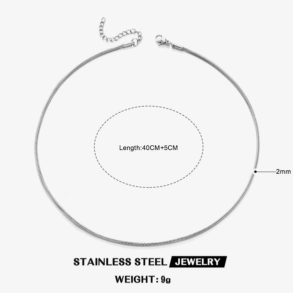 Wholesale Stainless Steel And Titanium Steel Geometric Round Bone Chain Necklace With Electroplating For Women