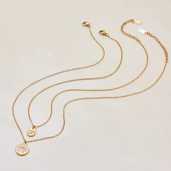 Wholesale Stainless Steel And Titanium Steel Geometric Star Pendant Necklace For Women With Electroplating