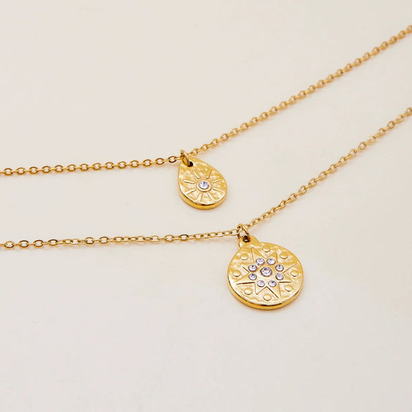 Wholesale Stainless Steel And Titanium Steel Geometric Star Pendant Necklace For Women With Electroplating