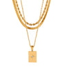 Wholesale Stainless Steel And Titanium Steel Geometric Star Square Pendant Multilayer Stacked Women's Necklace With Electroplating