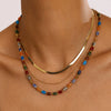 Wholesale Stainless Steel And Titanium Steel Geometric Style Double Layer Snake Chain Necklace With Colorful Natural Stone Beads And Electroplating Treatment For Women