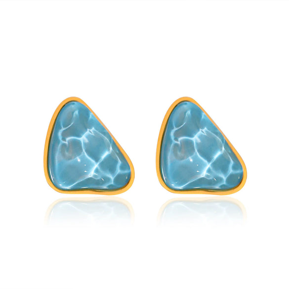Wholesale Stainless Steel And Titanium Steel Geometric Triangle Inlaid Electroplated Women's Earrings And Ring Jewelry